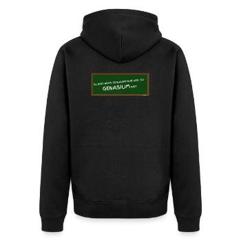 GENASIUM - Gymnasium falsch geschrieben ABIfeier - Unisex Premium Bio Zip Hoodie - Schwarz - Hinten - Nico (187cm)