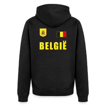Belgium Soccer T-Shirt Jersey Fan Shirt Fans - Unisex Premium Organic Zip Hoodie - black - Back - Nico (187cm)