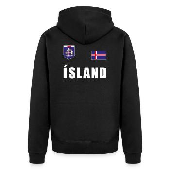 Iceland Football T-Shirt Jersey Fan Shirt Fans - Unisex Premium Organic Zip Hoodie - black - Back - Nico (187cm)