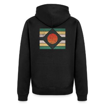 Graphic retro motif - Unisex Premium Organic Zip Hoodie - black - Back - Nico (187cm)