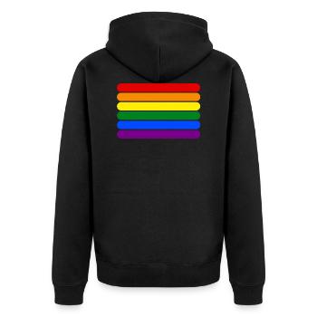 Rainbow Stripes || LGBT lesbian gay bisexual trans - Unisex Premium Bio Zip Hoodie - Schwarz - Hinten - Nico (187cm)