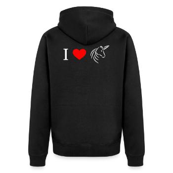 J'aime les licornes - j'aime les licornes - Veste à capuche bio Premium Unisexe - noir - Dos - Nico (187cm)