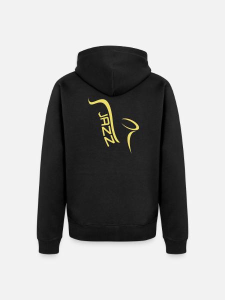 Jazz saxophone music lettering - Unisex Premium Organic Zip Hoodie - black