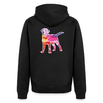 Regenbogen Labrador Retriever Hund Geschenk - Unisex Premium Bio Zip Hoodie - Schwarz - Hinten - Nico (187cm)