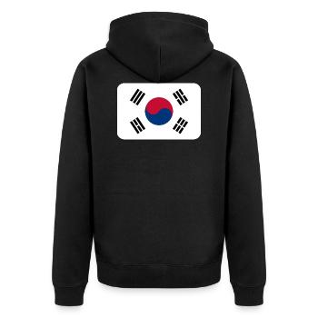 SOUTH KOREA FLAG round corner 400 dpi - Unisex Premium Organic Zip Hoodie - black - Back - Nico (187cm)
