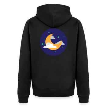 Moon - Unisex Premium Organic Zip Hoodie - black - Back - Nico (187cm)