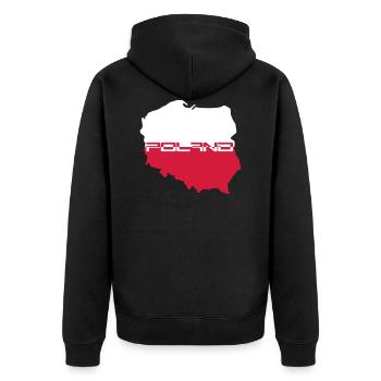 poland poland text cool map WM text team crew goal - Unisex Premium Organic Zip Hoodie - black - Back - Nico (187cm)