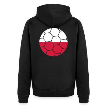 Poland Flag Polish Poland Round Football Pattern - Unisex Premium Organic Zip Hoodie - black - Back - Nico (187cm)