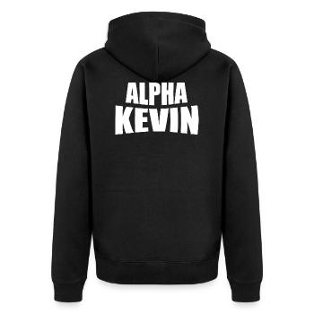 Alpha Kevin - Unisex Premium Bio Zip Hoodie - Schwarz - Hinten - Nico (187cm)