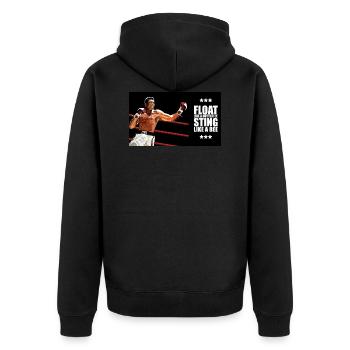 Float Like A Butterfly - Unisex Premium Bio Zip Hoodie - Schwarz - Hinten - Nico (187cm)