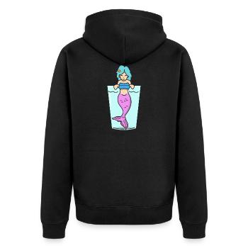 Meerjungfrau im Glas Geschenk Nixe Fabelwesen Meer - Unisex Premium Bio Zip Hoodie - Schwarz - Hinten - Nico (187cm)