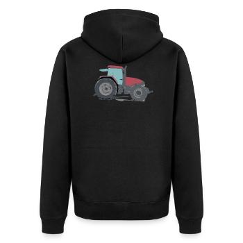 Traktor rot Landwirtschaft - Unisex Premium Bio Zip Hoodie - Schwarz - Hinten - Nico (187cm)
