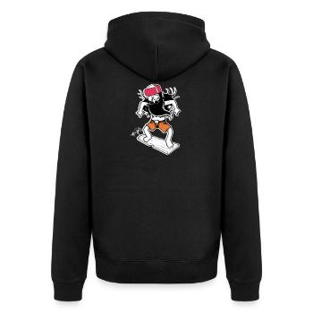 Hippie Surfer (dunkler Hintergrund) - Unisex Premium Bio Zip Hoodie - Schwarz - Hinten - Nico (187cm)