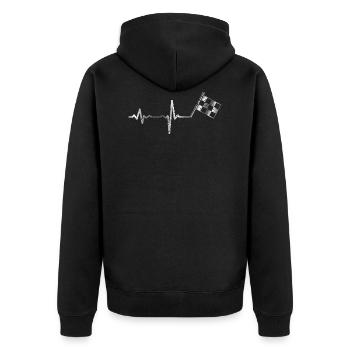 Cadeau d'automobile de drapeau de sport de battement de coeur - Veste à capuche bio Premium Unisexe - noir - Dos - Nico (187cm)