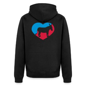 heart i love love donkey horse pony small packelsel l - Unisex Premium Organic Zip Hoodie - black - Back - Nico (187cm)