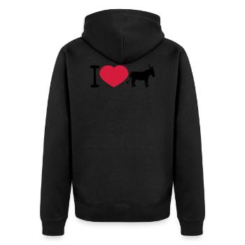 i love love heart donkey horse pony small packelsel l - Unisex Premium Organic Zip Hoodie - black - Back - Nico (187cm)