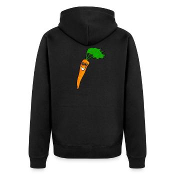 Möhre lachend - Unisex Premium Bio Zip Hoodie - Schwarz - Hinten - Nico (187cm)