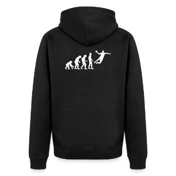 Evolution Handball - Unisex Premium Bio Zip Hoodie - Schwarz - Hinten - Nico (187cm)