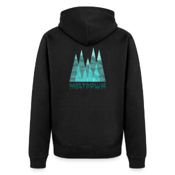 Meltdown - Unisex Premium Bio Zip Hoodie - Schwarz - Hinten - Nico (187cm)