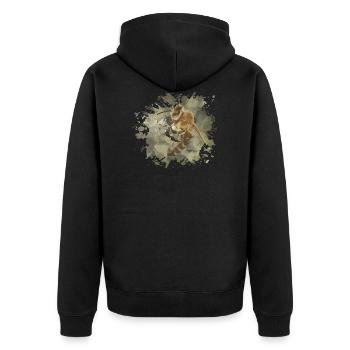 bee - Unisex Premium Organic Zip Hoodie - black - Back - Nico (187cm)