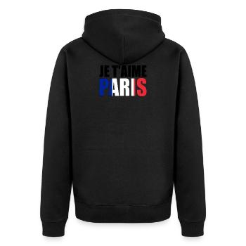 PARIS - Unisex Premium Bio Zip Hoodie - Schwarz - Hinten - Nico (187cm)