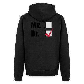 Doktortitel - Unisex Premium Bio Zip Hoodie - Schwarz - Hinten - Nico (187cm)