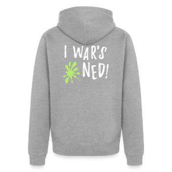 I wars ned - lustiger bayerischer Spruch Geschenk - Unisex Premium Bio Zip Hoodie - Grau meliert - Hinten - Nico (187cm)
