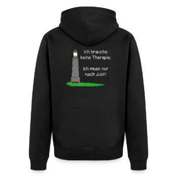 Therapie? Ich muss nur nach Juist! - Unisex Premium Bio Zip Hoodie - Schwarz - Hinten - Nico (187cm)