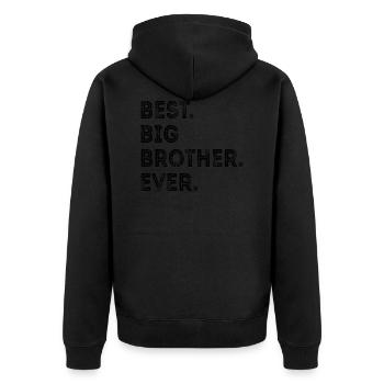BEST BROTHER EVER Bester Großer Bruder Geschenk - Unisex Premium Bio Zip Hoodie - Schwarz - Hinten - Nico (187cm)
