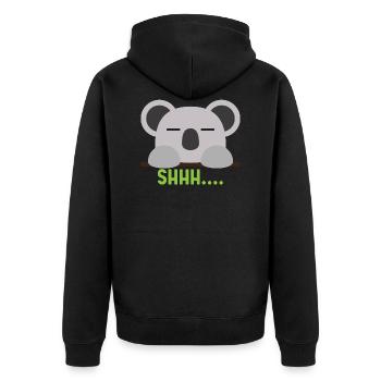 Koala 03 - Unisex Premium Bio Zip Hoodie - Schwarz - Hinten - Nico (187cm)