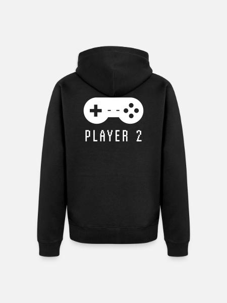 Gamer Player 2 - Unisex Premium Organic Zip Hoodie - black