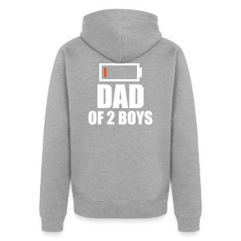 Batterie vide - Père de 2 gars - Veste à capuche bio Premium Unisexe - gris chiné - Dos - Nico (187cm)