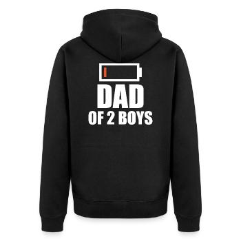 Batterie vide - Père de 2 gars - Veste à capuche bio Premium Unisexe - noir - Dos - Nico (187cm)