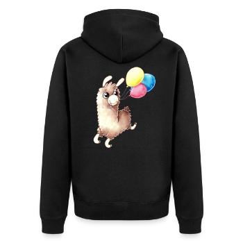 Alpaca d'anniversaire - Veste à capuche bio Premium Unisexe - noir - Dos - Nico (187cm)