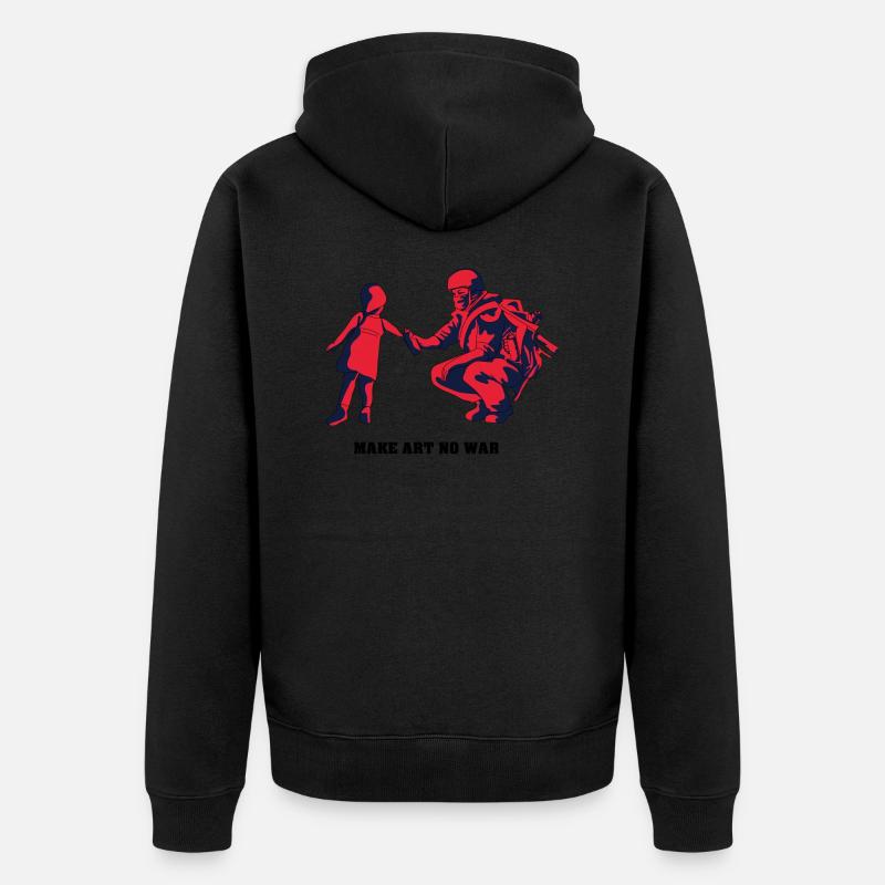 Make Art No War - Unisex Premium Bio Zip Hoodie - Schwarz