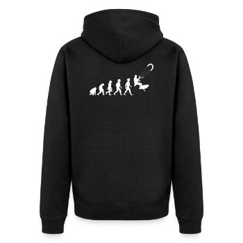 Evolution Kitesurfen Kiteboarden Lenkdrachensegeln - Unisex Premium Bio Zip Hoodie - Schwarz - Hinten - Nico (187cm)