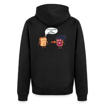 Toastgangster - Wasserpistole - Lustiges Bild - Unisex Premium Bio Zip Hoodie - Schwarz - Hinten - Nico (187cm)