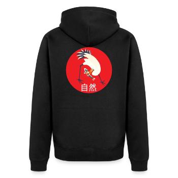 Japan crane and Koi - Unisex Premium Organic Zip Hoodie - black - Back - Nico (187cm)