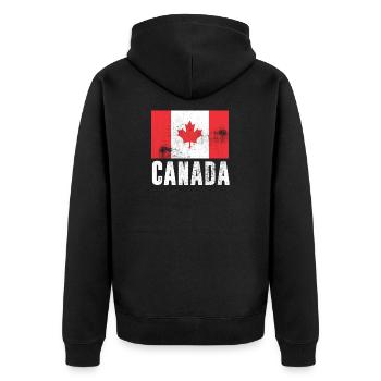 Drapeau du Canada Drapeau du Canada Vintage Retro - Veste à capuche bio Premium Unisexe - noir - Dos - Nico (187cm)