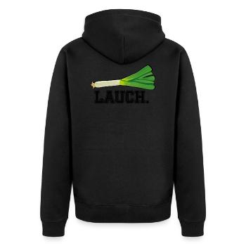 lauch1 - Unisex Premium Bio Zip Hoodie - Schwarz - Hinten - Nico (187cm)