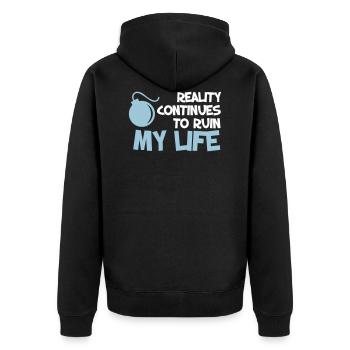 Funny Quotes. Zitat. Humor. Geschenk - Unisex Premium Bio Zip Hoodie - Schwarz - Hinten - Nico (187cm)