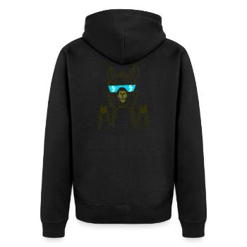 Lama - Unisex Premium Bio Zip Hoodie - Schwarz - Hinten - Nico (187cm)