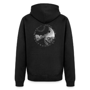 Causality (transparent, for dark backgrounds) - Unisex Premium Organic Zip Hoodie - black - Back - Nico (187cm)