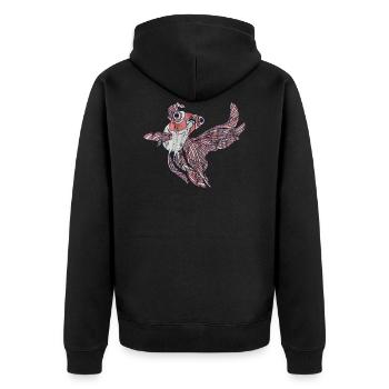Goldfisch - Unisex Premium Bio Zip Hoodie - Schwarz - Hinten - Nico (187cm)
