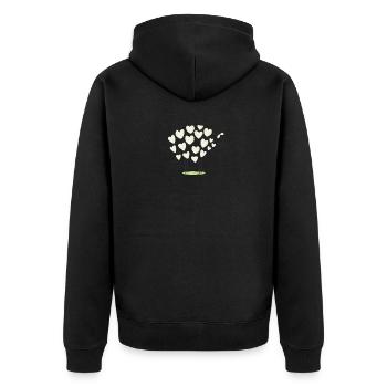 verliebtes Schaf Liebe Herz - Unisex Premium Bio Zip Hoodie - Schwarz - Hinten - Nico (187cm)