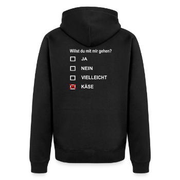 Willst du mit mir gehen? lustige Geschenkidee - Unisex Premium Bio Zip Hoodie - Schwarz - Hinten - Nico (187cm)