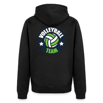 Volleyball Team Emblem Mannschaft - Unisex Premium Bio Zip Hoodie - Schwarz - Hinten - Nico (187cm)