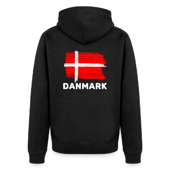 Le Danemark avec le drapeau national - Veste à capuche bio Premium Unisexe - noir - Dos - Nico (187cm)