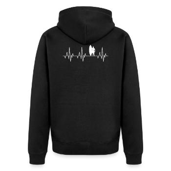 Herzschlag Surfing Surfer Surfboard Wellenreiten - Unisex Premium Bio Zip Hoodie - Schwarz - Hinten - Nico (187cm)