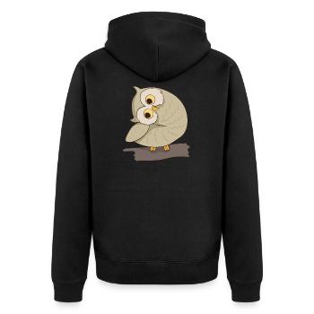Eule auf dem Ast Geschenk - Unisex Premium Bio Zip Hoodie - Schwarz - Hinten - Nico (187cm)